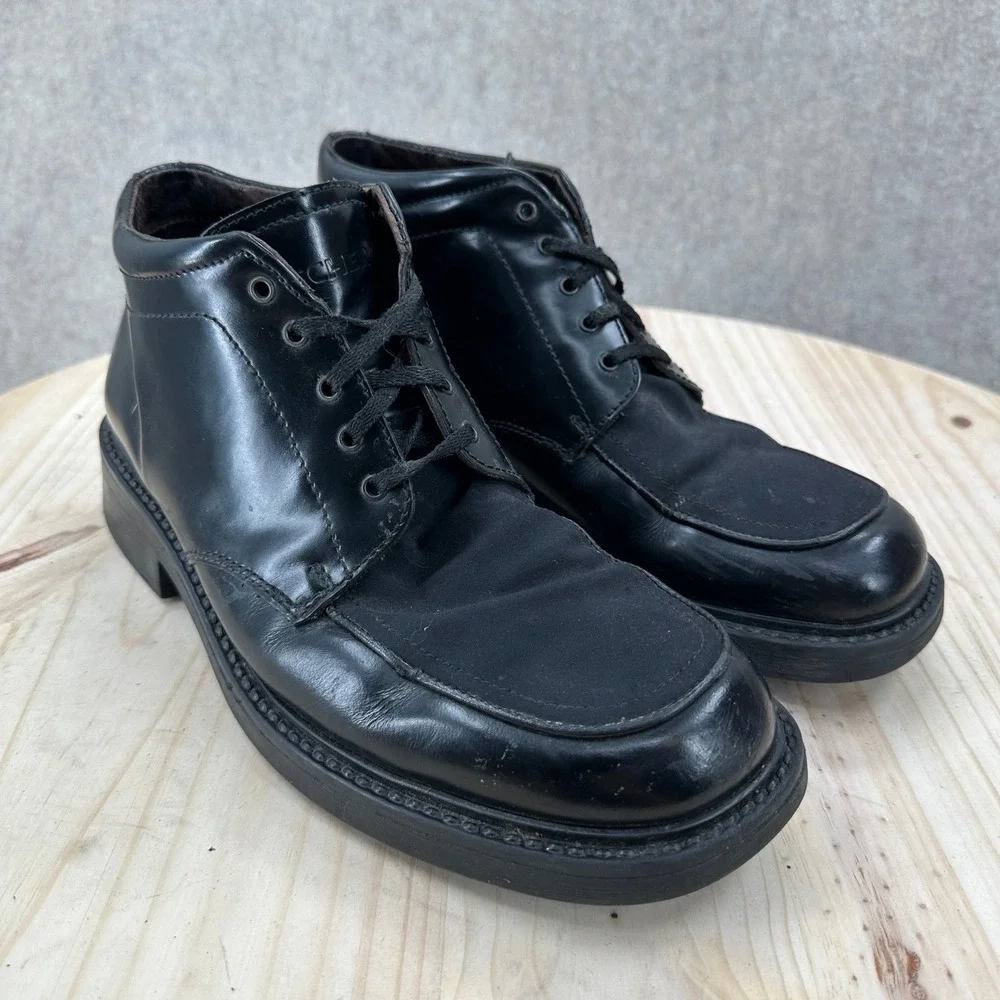VTG Skechers‎ Mens Black Leather Chukka Boots Lace Up Moc Toe Ankle Boots 9.5